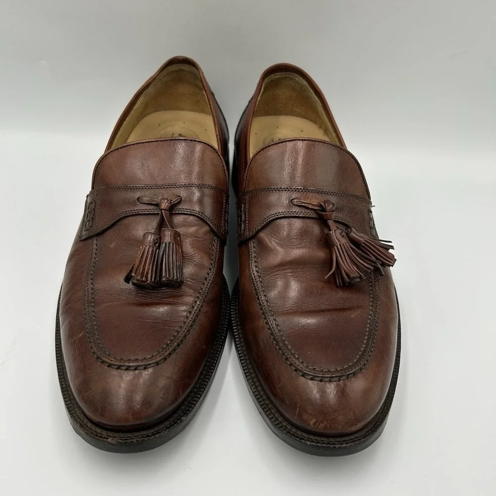 Vintage Johnston Murphy Loafers 9.5M‎ Handcrafted Burgundy Leather Kiltie Tassel